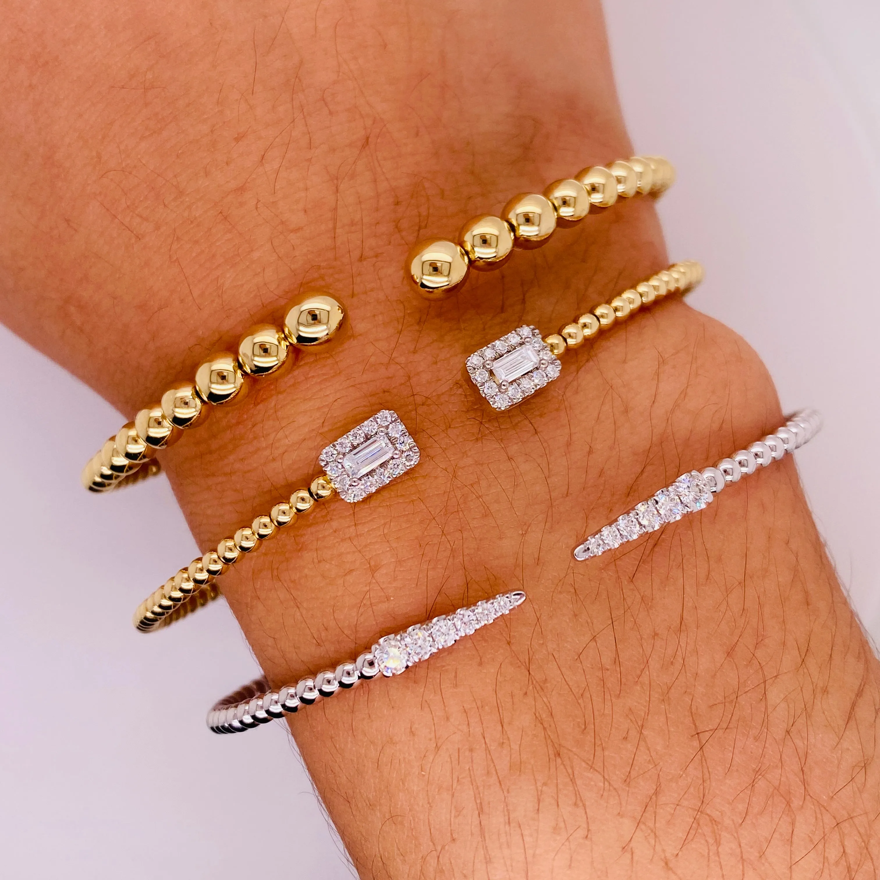 Diamond Baguette Flexible Bangle Bracelet