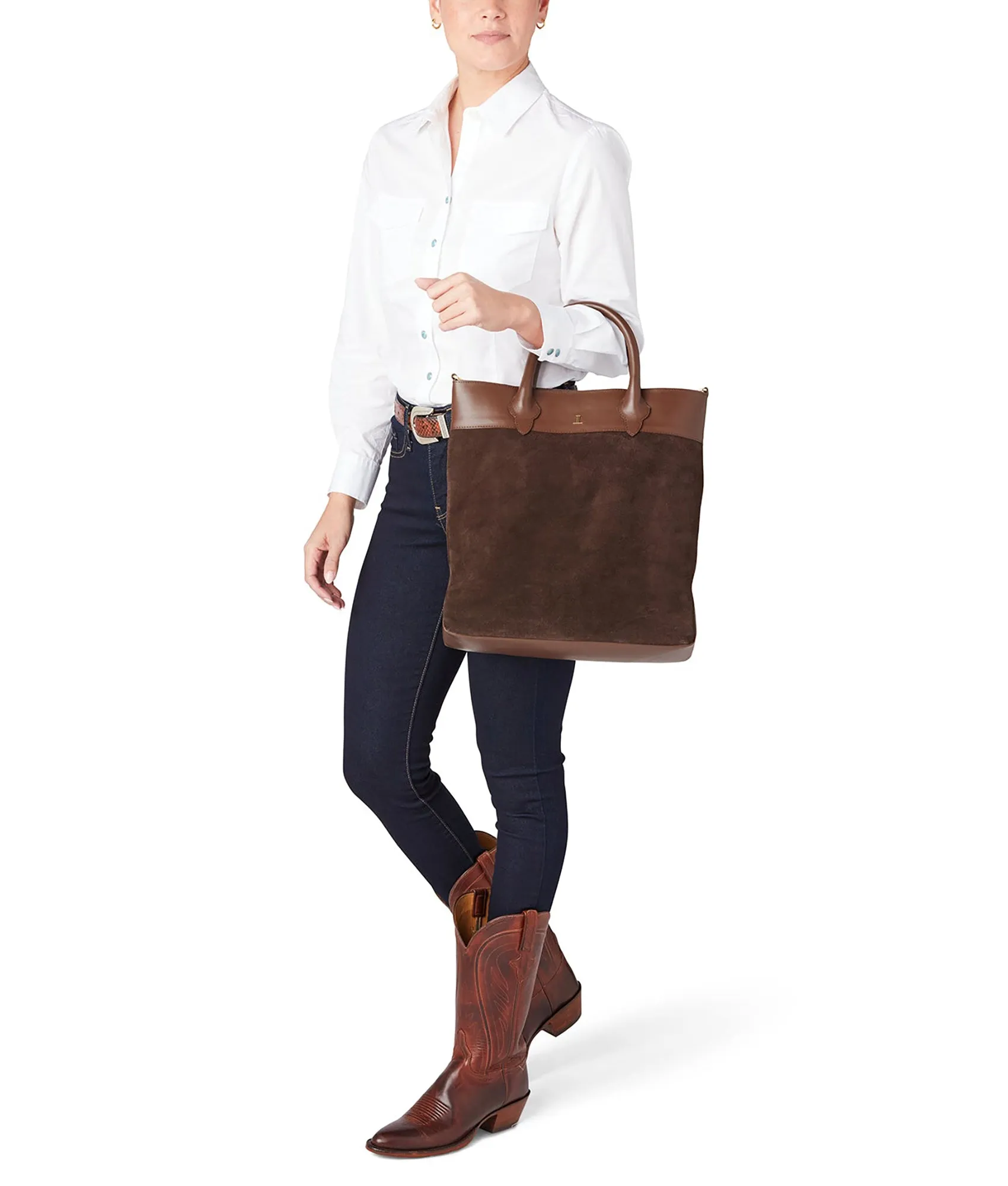 Large Lola Suede Shopper :: Chocolate