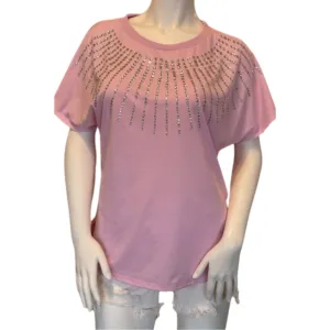 Lavender rhinestone short sleeve top