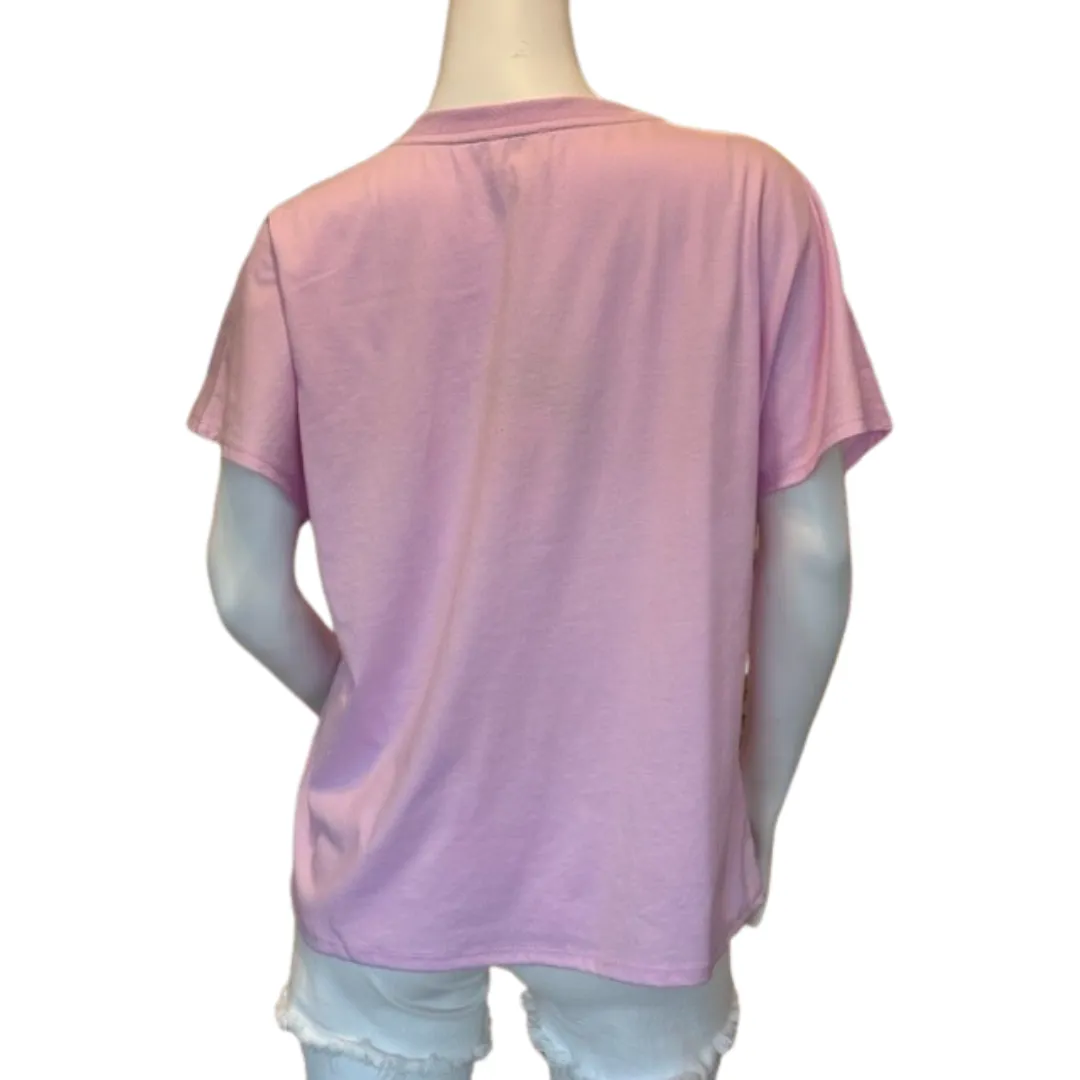 Lavender rhinestone short sleeve top