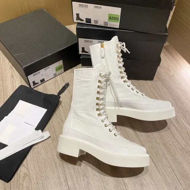 Women  Patent Leather Patchwork Short Boots
